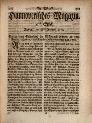 Hannoverisches Magazin (Hannoversche Anzeigen) Freitag 26. Januar 1770