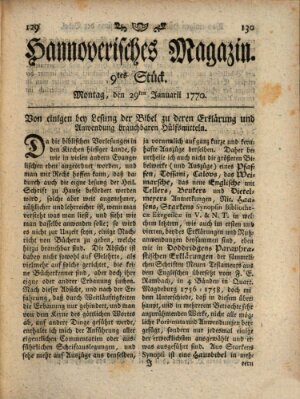 Hannoverisches Magazin (Hannoversche Anzeigen) Montag 29. Januar 1770