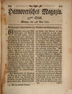 Hannoverisches Magazin (Hannoversche Anzeigen) Montag 14. Mai 1770