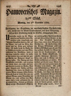 Hannoverisches Magazin (Hannoversche Anzeigen) Montag 5. November 1770