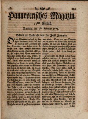 Hannoverisches Magazin (Hannoversche Anzeigen) Freitag 8. Februar 1771