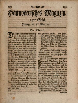 Hannoverisches Magazin (Hannoversche Anzeigen) Freitag 8. März 1771