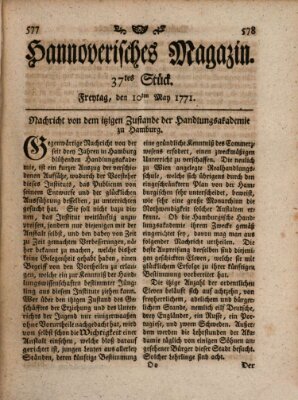 Hannoverisches Magazin (Hannoversche Anzeigen) Freitag 10. Mai 1771