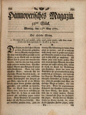 Hannoverisches Magazin (Hannoversche Anzeigen) Montag 13. Mai 1771