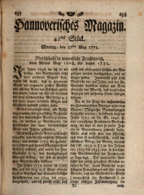 Hannoverisches Magazin (Hannoversche Anzeigen) Montag 27. Mai 1771