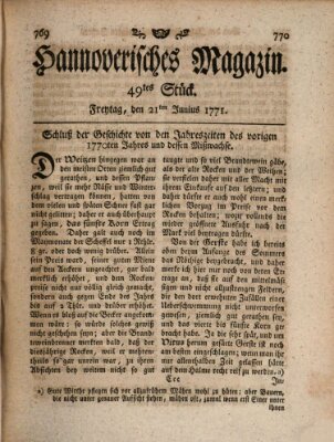 Hannoverisches Magazin (Hannoversche Anzeigen) Freitag 21. Juni 1771