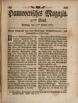 Hannoverisches Magazin (Hannoversche Anzeigen) Freitag 19. Juli 1771