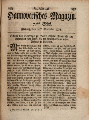 Hannoverisches Magazin (Hannoversche Anzeigen) Freitag 20. September 1771