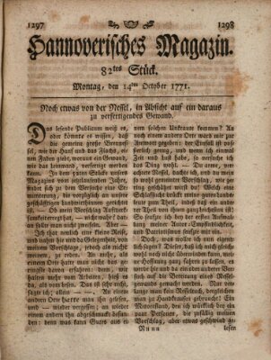 Hannoverisches Magazin (Hannoversche Anzeigen) Montag 14. Oktober 1771