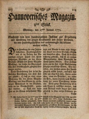 Hannoverisches Magazin (Hannoversche Anzeigen) Montag 27. Januar 1772