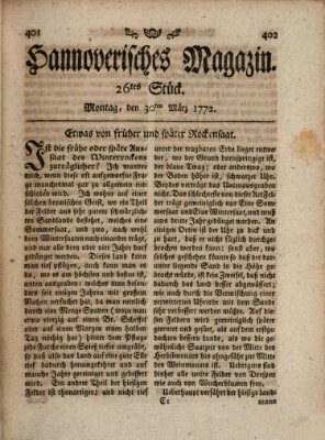 Hannoverisches Magazin (Hannoversche Anzeigen) Montag 30. März 1772