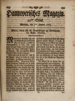 Hannoverisches Magazin (Hannoversche Anzeigen) Montag 1. Juni 1772