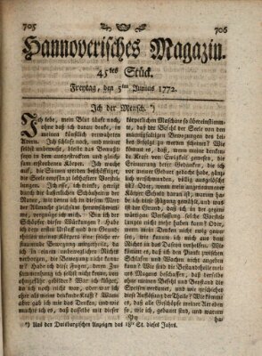 Hannoverisches Magazin (Hannoversche Anzeigen) Freitag 5. Juni 1772