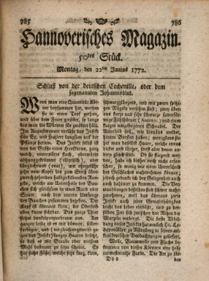 Hannoverisches Magazin (Hannoversche Anzeigen) Montag 22. Juni 1772