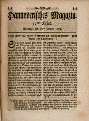 Hannoverisches Magazin (Hannoversche Anzeigen) Montag 29. Juni 1772