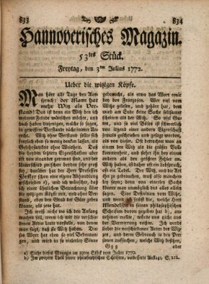 Hannoverisches Magazin (Hannoversche Anzeigen) Freitag 3. Juli 1772