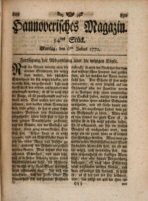 Hannoverisches Magazin (Hannoversche Anzeigen) Montag 6. Juli 1772