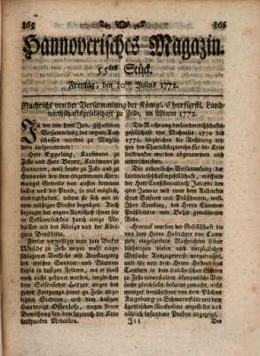 Hannoverisches Magazin (Hannoversche Anzeigen) Freitag 10. Juli 1772