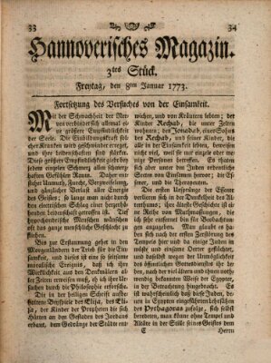 Hannoverisches Magazin (Hannoversche Anzeigen) Freitag 8. Januar 1773