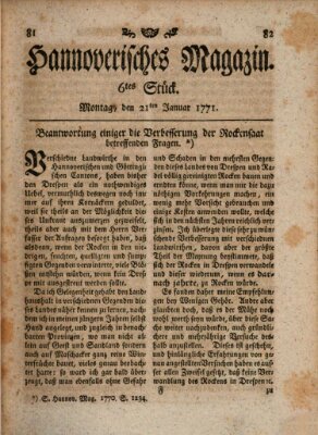 Hannoverisches Magazin (Hannoversche Anzeigen) Donnerstag 21. Januar 1773