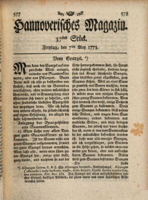 Hannoverisches Magazin (Hannoversche Anzeigen) Freitag 7. Mai 1773