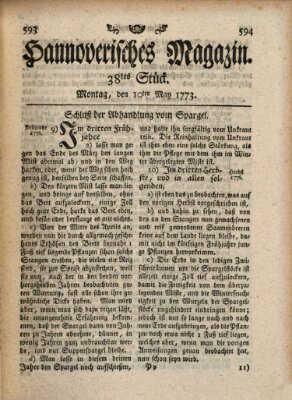 Hannoverisches Magazin (Hannoversche Anzeigen) Montag 10. Mai 1773