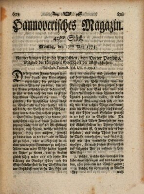 Hannoverisches Magazin (Hannoversche Anzeigen) Montag 17. Mai 1773