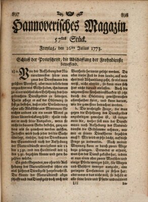 Hannoverisches Magazin (Hannoversche Anzeigen) Freitag 16. Juli 1773