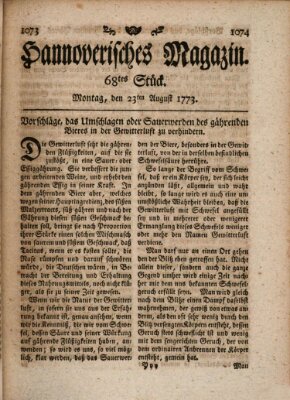 Hannoverisches Magazin (Hannoversche Anzeigen) Montag 23. August 1773