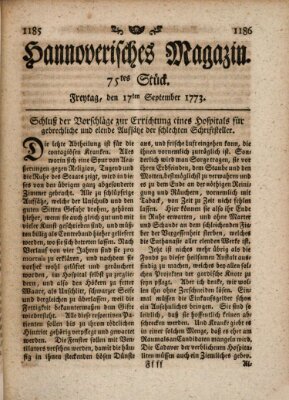 Hannoverisches Magazin (Hannoversche Anzeigen) Freitag 17. September 1773