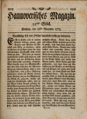 Hannoverisches Magazin (Hannoversche Anzeigen) Freitag 26. November 1773