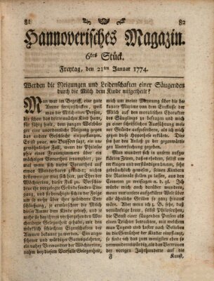 Hannoverisches Magazin (Hannoversche Anzeigen) Freitag 21. Januar 1774