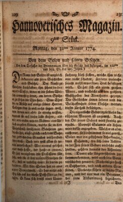 Hannoverisches Magazin (Hannoversche Anzeigen) Montag 31. Januar 1774