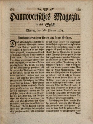 Hannoverisches Magazin (Hannoversche Anzeigen) Montag 7. Februar 1774