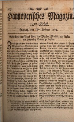 Hannoverisches Magazin (Hannoversche Anzeigen) Freitag 18. Februar 1774