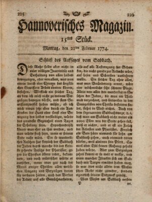 Hannoverisches Magazin (Hannoversche Anzeigen) Montag 21. Februar 1774