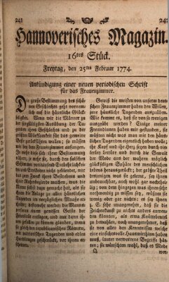 Hannoverisches Magazin (Hannoversche Anzeigen) Freitag 25. Februar 1774