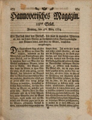 Hannoverisches Magazin (Hannoversche Anzeigen) Freitag 4. März 1774