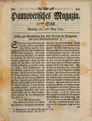 Hannoverisches Magazin (Hannoversche Anzeigen) Montag 14. März 1774