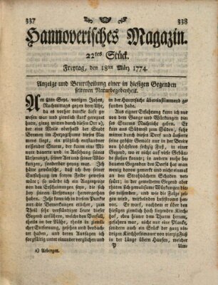 Hannoverisches Magazin (Hannoversche Anzeigen) Freitag 18. März 1774