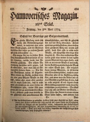 Hannoverisches Magazin (Hannoversche Anzeigen) Freitag 8. April 1774