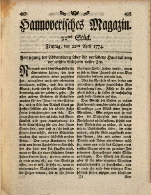 Hannoverisches Magazin (Hannoversche Anzeigen) Freitag 22. April 1774