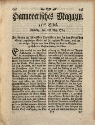 Hannoverisches Magazin (Hannoversche Anzeigen) Montag 2. Mai 1774