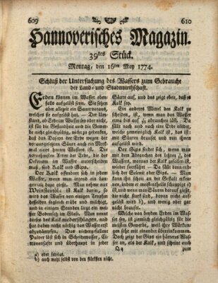 Hannoverisches Magazin (Hannoversche Anzeigen) Montag 16. Mai 1774