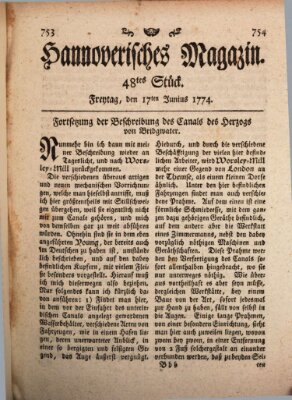 Hannoverisches Magazin (Hannoversche Anzeigen) Freitag 17. Juni 1774