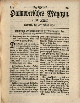 Hannoverisches Magazin (Hannoversche Anzeigen) Montag 4. Juli 1774