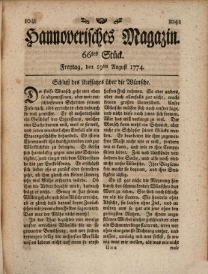 Hannoverisches Magazin (Hannoversche Anzeigen) Freitag 19. August 1774