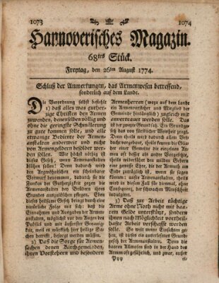 Hannoverisches Magazin (Hannoversche Anzeigen) Freitag 26. August 1774