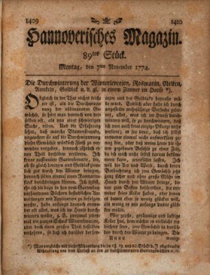 Hannoverisches Magazin (Hannoversche Anzeigen) Montag 7. November 1774