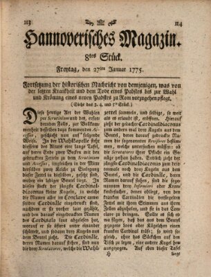 Hannoverisches Magazin (Hannoversche Anzeigen) Freitag 27. Januar 1775